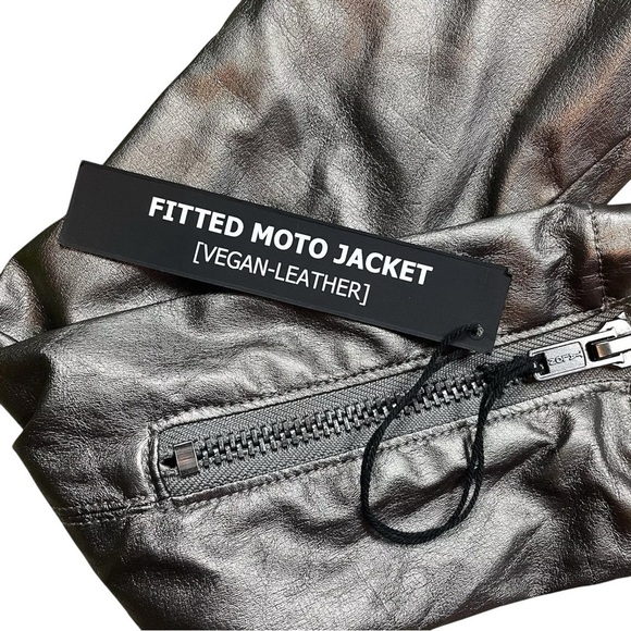 Blank NYC Faux Leather Moto Jacket Lightweight Metallic Pewter Gray Size L - Picture 5 of 8